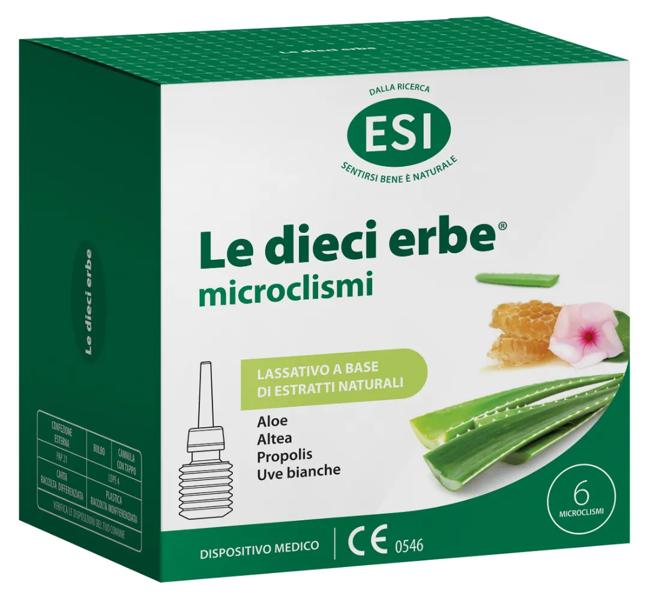 Esi Le Dieci Erbe Microclismi Lassativo di Estratti Naturali 6 Pezzi