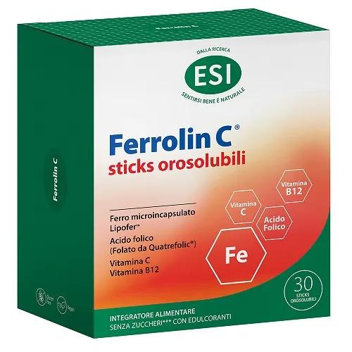 Esi Ferrolin C Integratore Ferro Vitamina C Acido Folico B12 30 Bustine Orosolubili