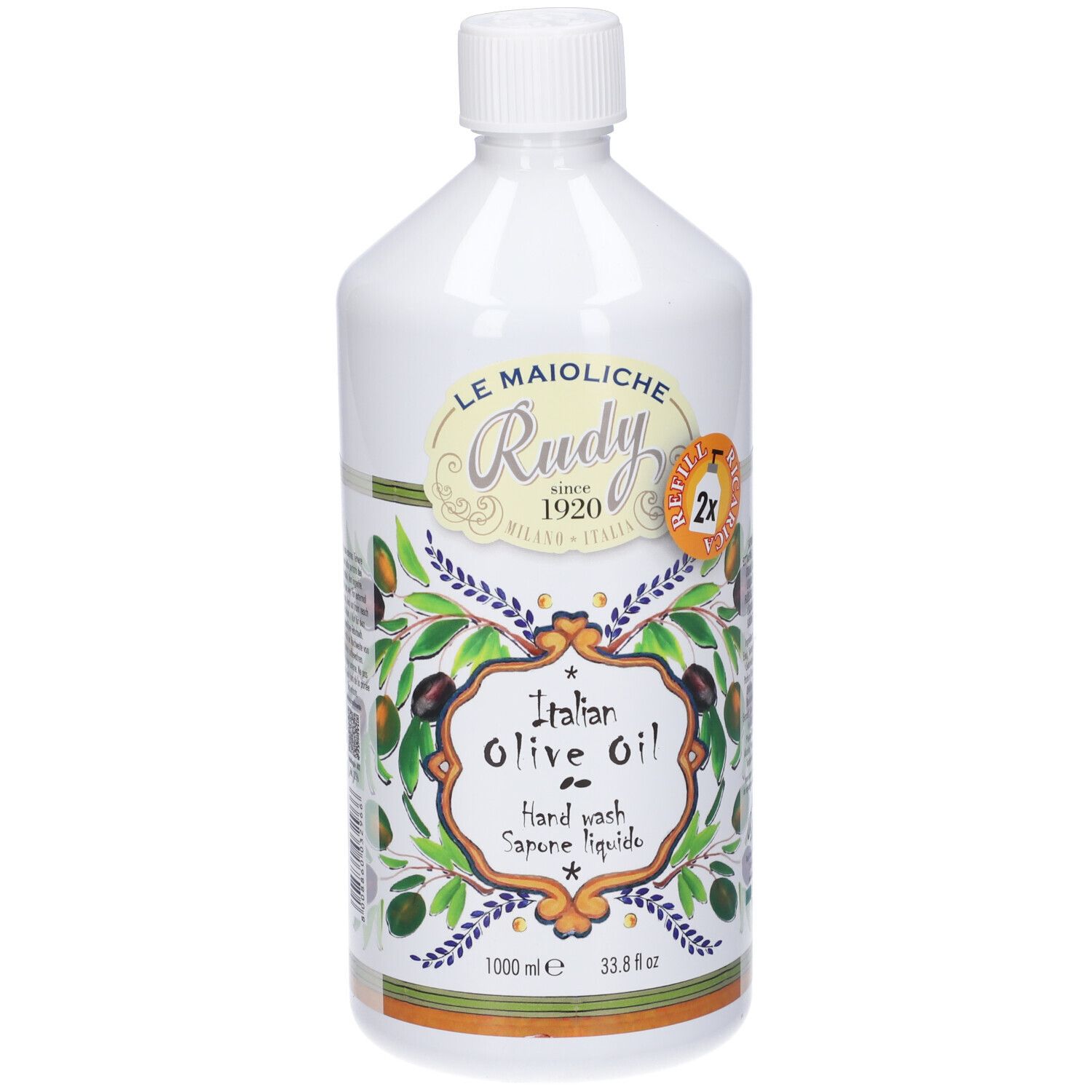 Rudy Profumi Maioliche Ricarica Sapone Liquido Mani Linea Olio D´Oliva 1000 ml