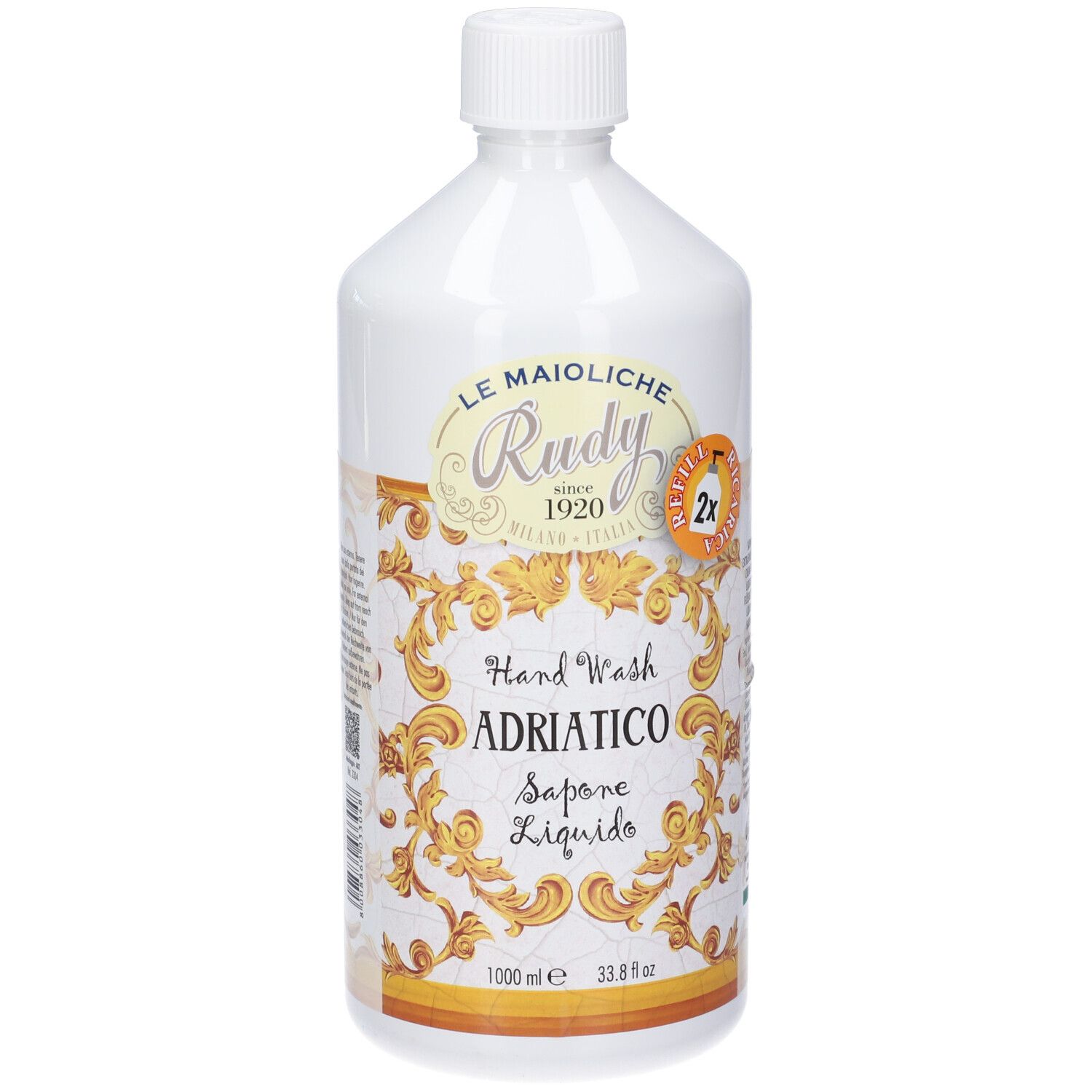Rudy Profumi Maioliche Ricarica Sapone Liquido Mani Linea Adriatico Ambra e Gelsomino 1000 ml