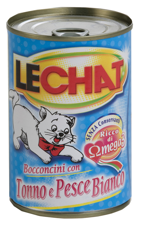 LECHAT GATTO BOCCONCINI TONNO E PESCE BIANCO 400GR (lattina)