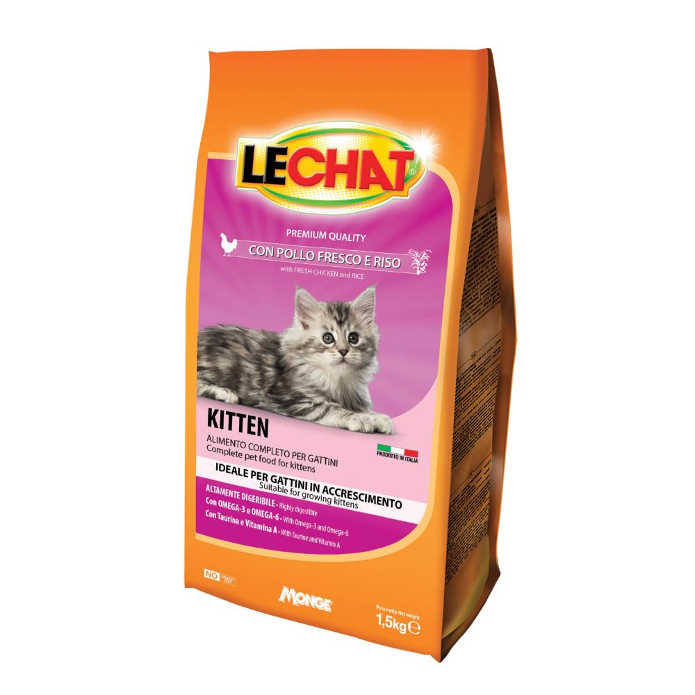 LeChat Kitten con pollo fresco e riso, 1,5 kg