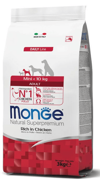Monge Mini Adult Ricco Di Pollo Cibo Secco Cani Adulti Taglia Mini Crocchette 800G