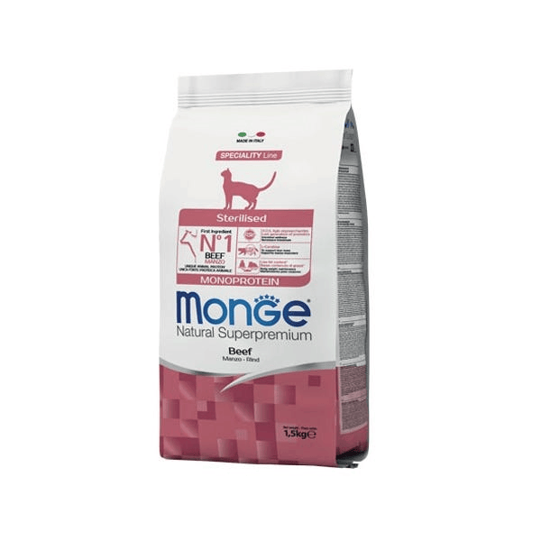 Monge Monoprotein Manzo Cibo Secco Gatti Adulti Sterilizzati Sacco 1,5 Kg