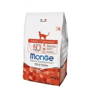 Monge Senior Ricco Di Pollo Cibo Secco Gatti Adulti Sacco 400G
