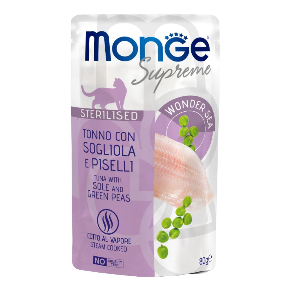 Monge Supreme Sterilised Pezzetti di Tonno con Sogliola e Piselli 80 g Mangime