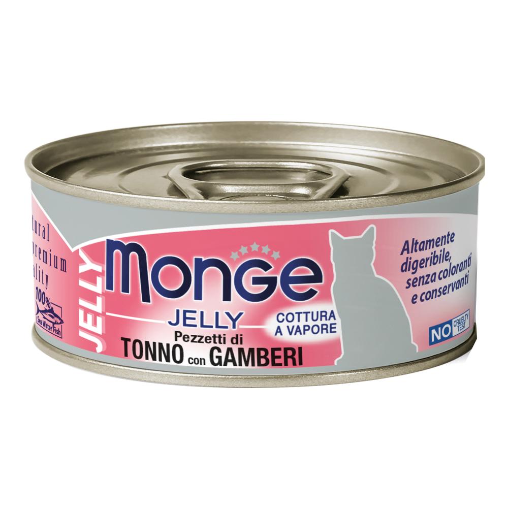 Monge Gatto Jelly Lattina Adulto Pezzetti Di Tonno &amp; Gamberetti 80 Gr