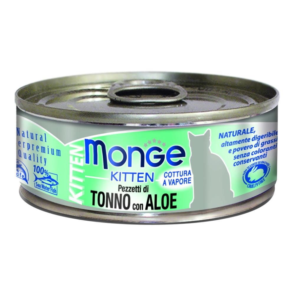Monge Gatto Jelly Lattina Kitten Pezzetti Di Tonno Bonito &amp; Aloe 80 Gr