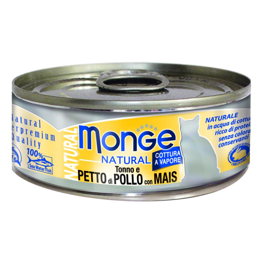 Monge Gatto Natural Lattina Adulto Petto Di Pollo &amp; Mais 80 Gr
