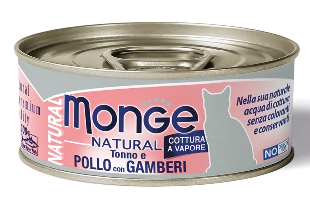 Monge Gatto Natural Lattina Adulto Pollo &amp; Gamberetti 80 Gr