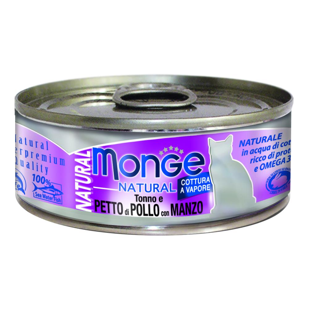 Monge Gatto Natural Lattina Adulto Petto Di Pollo &amp; Manzo 80 Gr