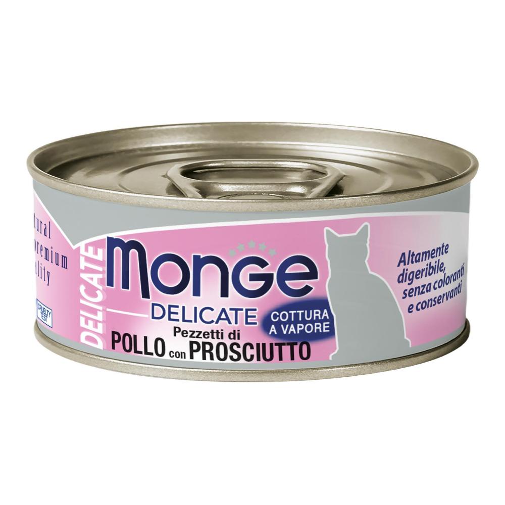 Monge Delicate Pezzetti Di Pollo Con Prosciutto Gatti Adulti 80 g Mangime