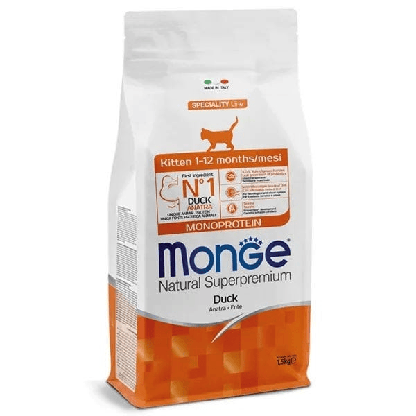 Monge Natural Superpremium Monoprotein Anatra Cibo Secco Per Gattini Sacco 1,5Kg — confronto prezzi