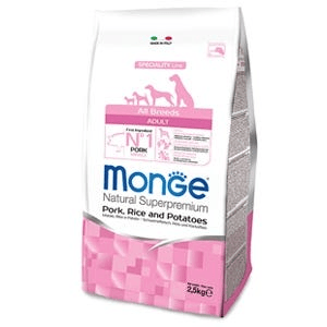 Monge Maiale Riso E Patate Cibo Secco Per Cani Adulti Sacco 2,5 Kg