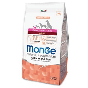 Monge Salmone E Riso Cibo Secco Per Cani Adulti Taglia Molto Piccola Sacco 2,5 Kg