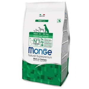 Monge Ricco Di Pollo Cibo Secco Per Cani Cuccioli Taglia Grande Sacco 12 Kg