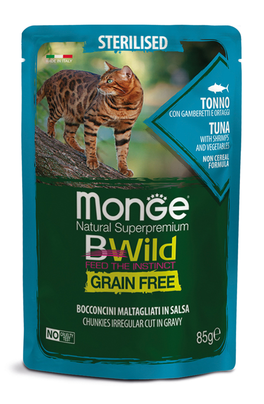 Monge bwild busta sterilised tonno/gamberetti/ortaggi 85 g — confronto prezzi