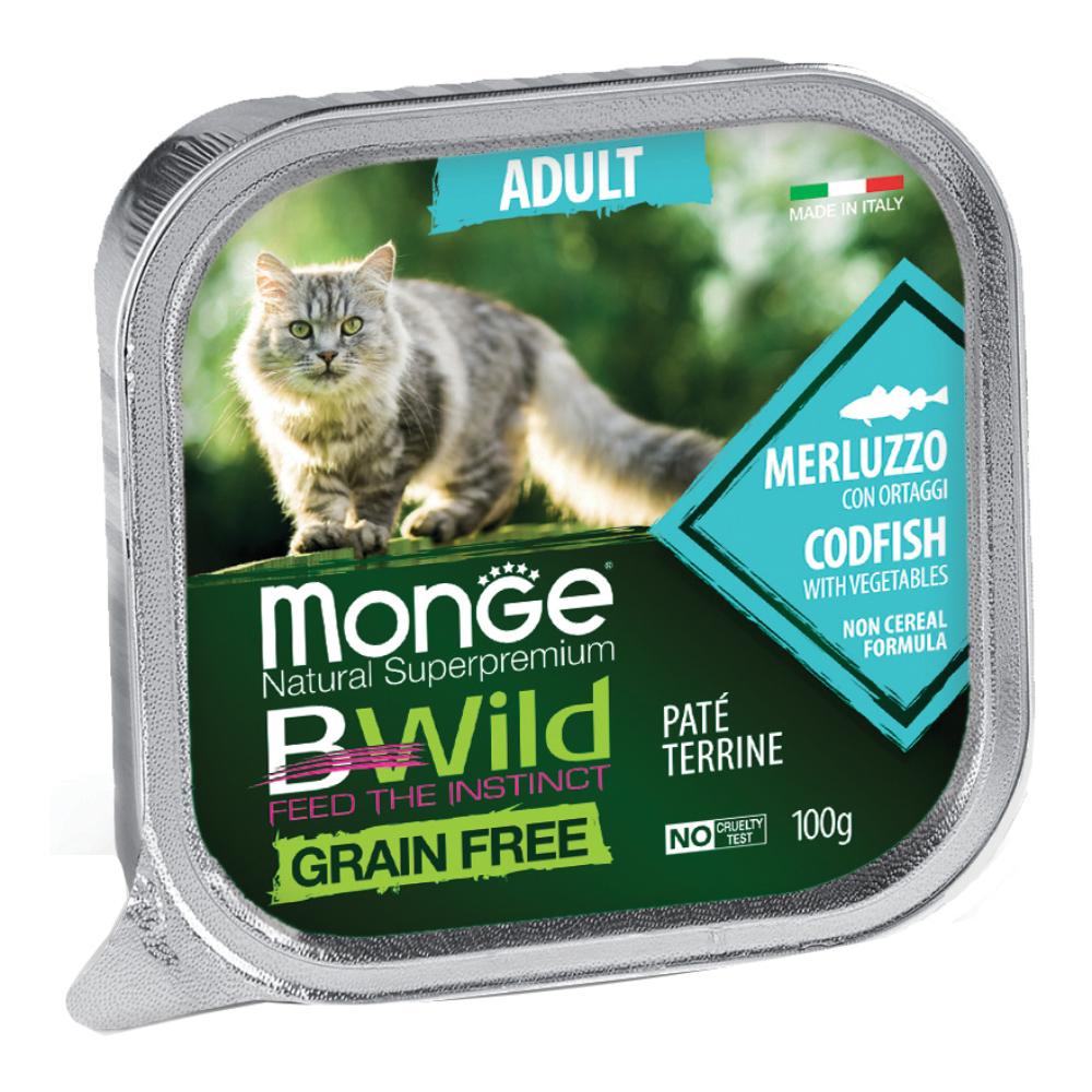 Monge Natural Superpremium Bwild Merluzzo Ortaggi Gatto Adulto 100 g Mangime
