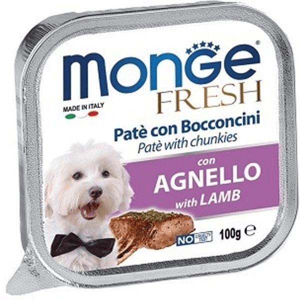 Monge Fresh Paté E Bocconcini Con Agnello Cibo Umido Per Cani Adulti 100G — confronto prezzi