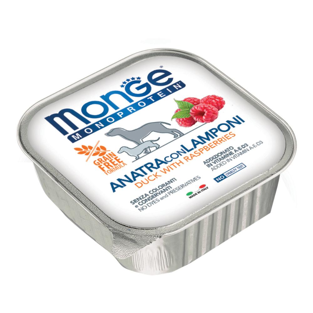 Monge Cane Monoprotein Vaschetta Adulto Anatra &amp; Lamponi 150 Gr