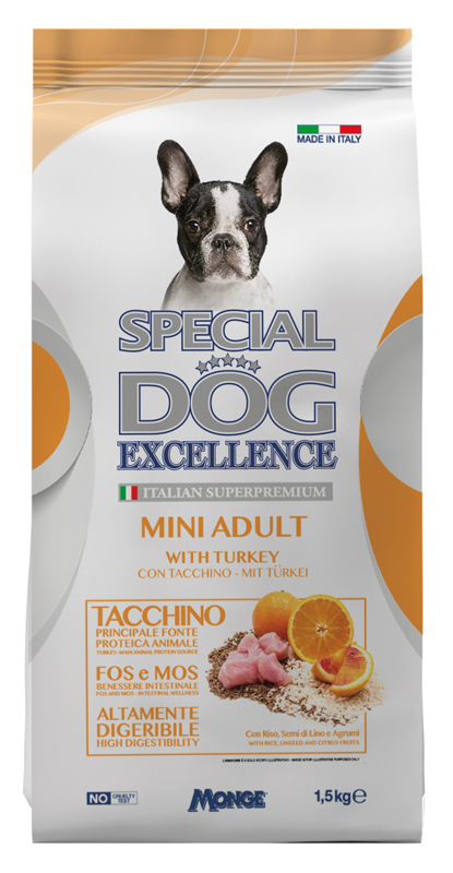 Monge Special Dog Excellence Mini Adult con Tacchino Alimento Completo per Cani Sacco da 1,5 kg — confronto prezzi