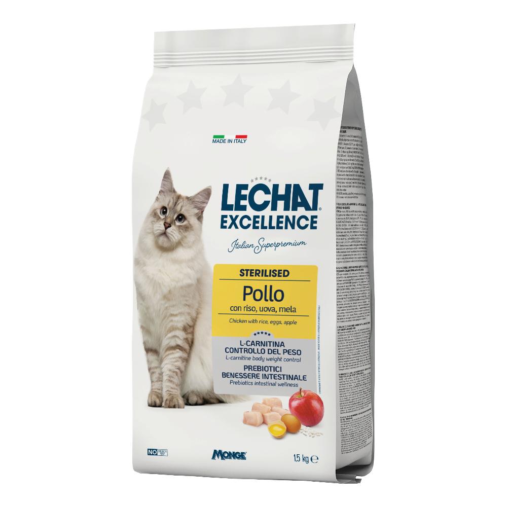 Monge LeChat Excellence Sterilised Pollo Cibo Secco per Gatti Adulti Controllo del Peso 1,5 kg