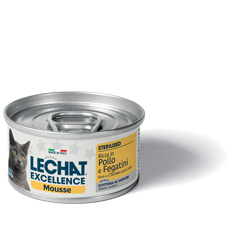 LeChat Excellence Mousse Ricca in Pollo e Fegatini Sterilised, 85 g