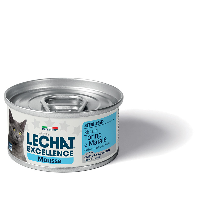 LeChat Excellence Mousse Ricca in Tonno e Maiale Sterilised, 85 g