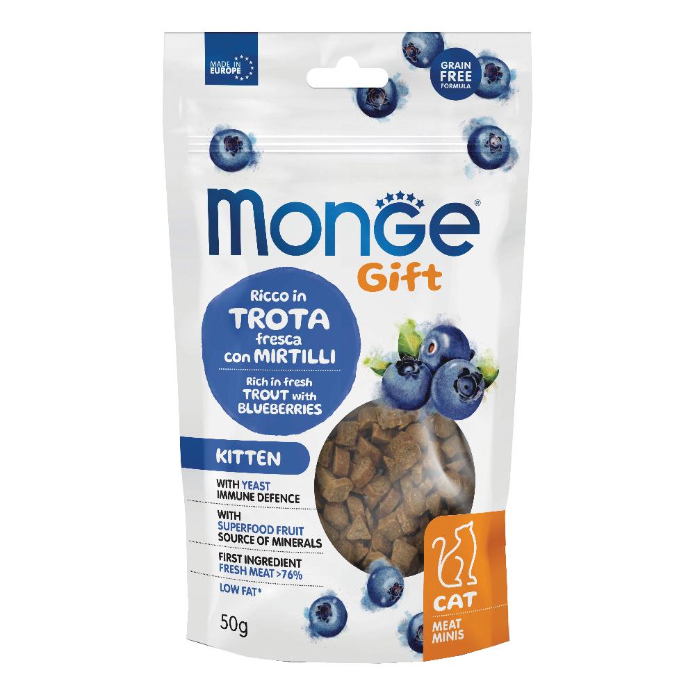 Monge Meat Minis Snack Per Gattini Trota Fresca Con Mirtilli 50g