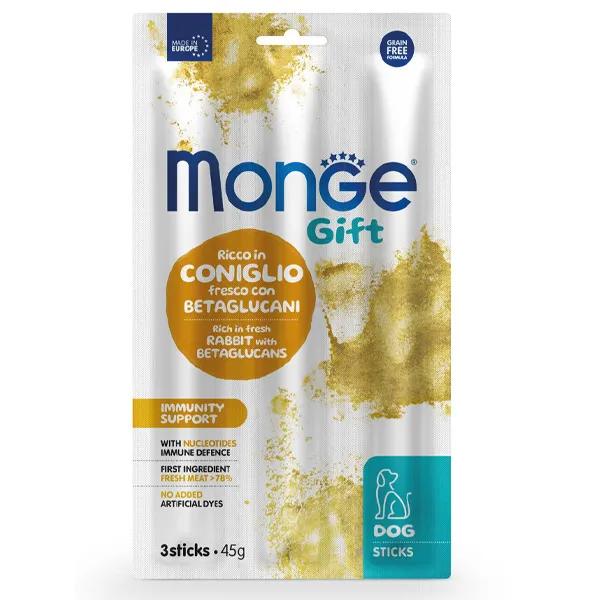 Monge Gift Immunity Support Dog Coniglio Fresco con Nucleotidi e Betaglucani 3 Sticks x 45 grammi