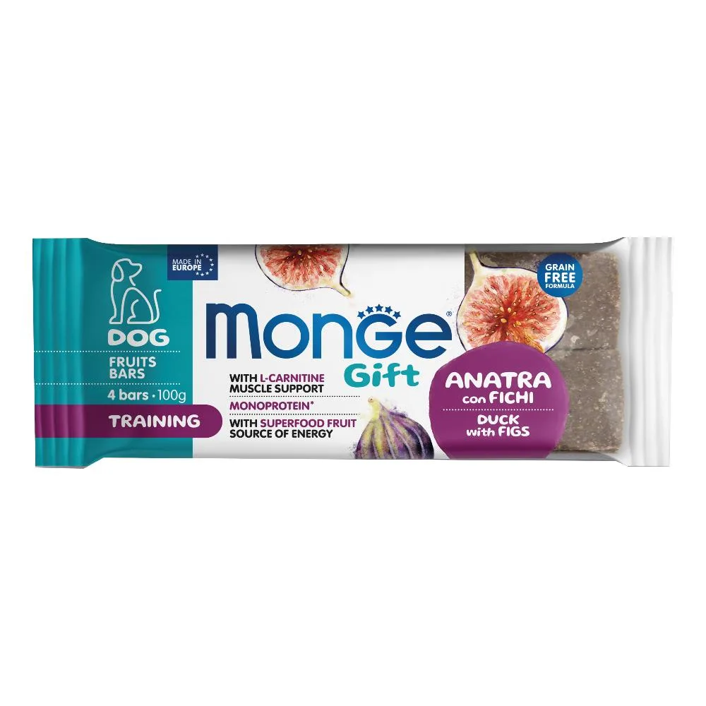 Monge Dog Fruit Bars Training Anatra con Fichi, 100 g — confronto prezzi