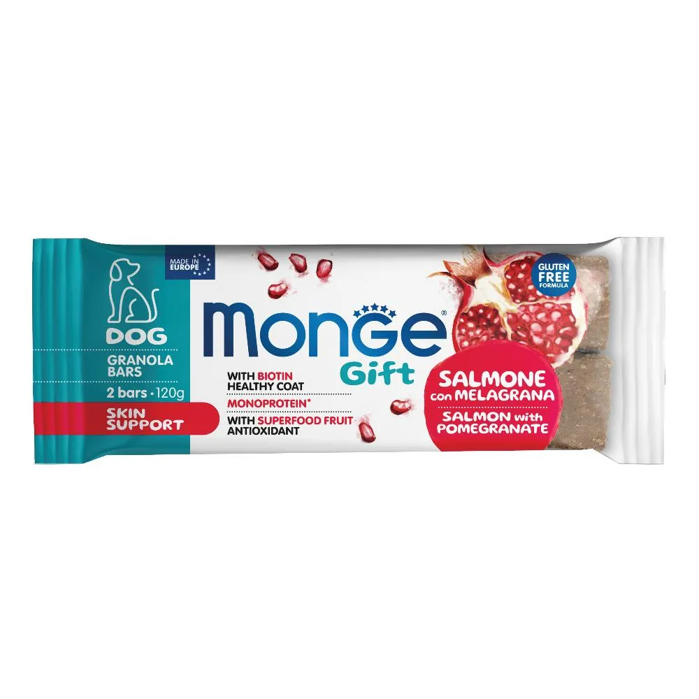 Monge Granola Bars Skin Support Per Cani Adulti Salmone Con Melagrana, 120 g