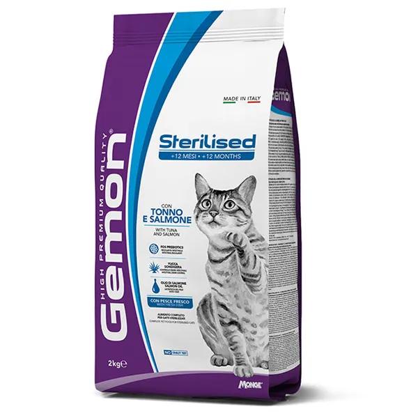 Monge Gemon Sterilised Alimento Secco per Gatti Adulti Sterilizzati con Tonno e Salmone Sacco da 2 kg