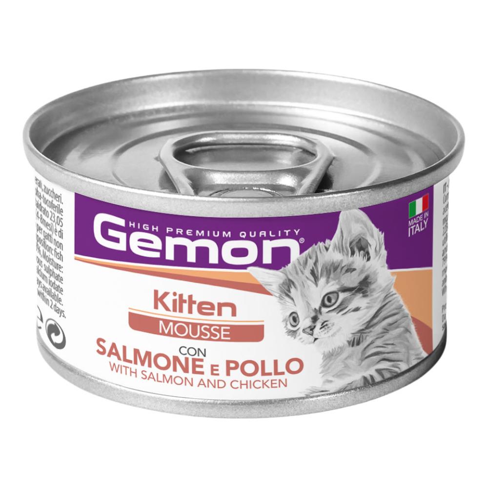 GEMON GATTO KITTEN MOUSSE SALMONE POLLO 85GR (lattina) — confronto prezzi