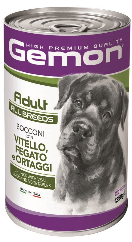 GEMON CANE BOCCONI ADULT VITELLO FEGATO E ORTAGGI 1,25KG (lattina)
