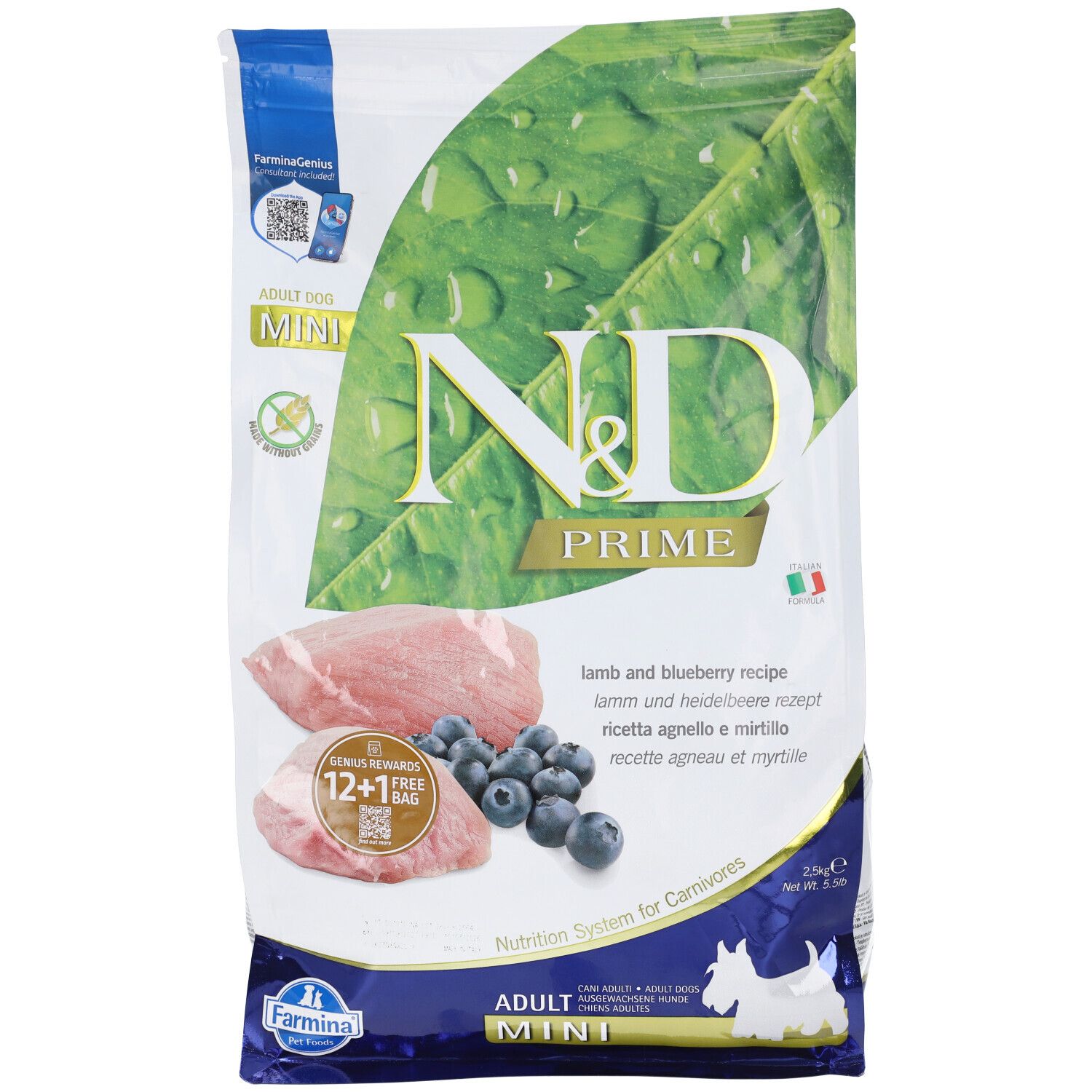 Farmina® N&D Prime Lamb & Blueberry Adult Mini 2500 g Pellets