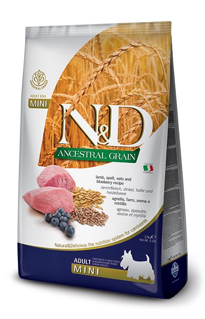 Farmina N&D Ancestral Grain Agnello E Mirtillo Cani Adulti Taglia Mini Sacco 2,5Kg