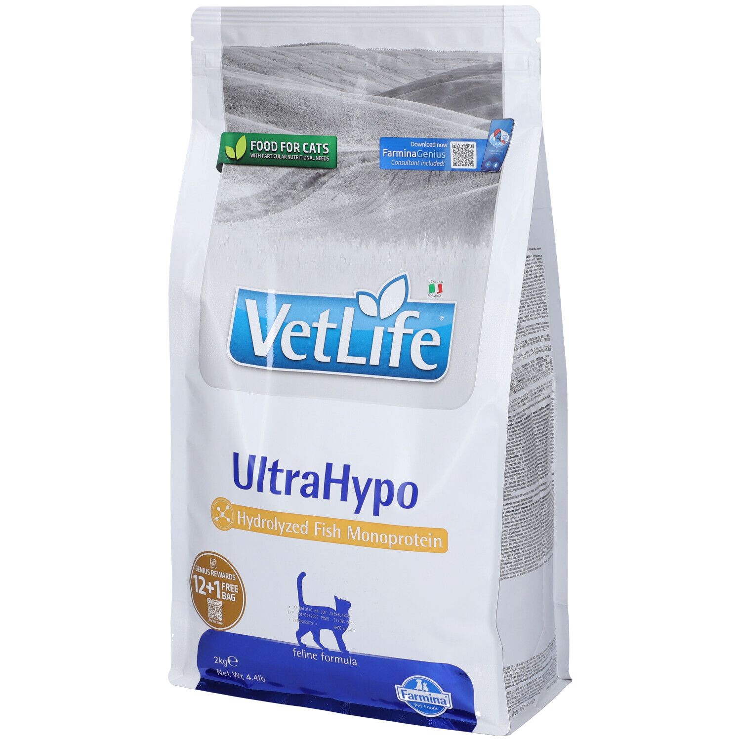 Farmina Vet Life UltraHypo con Proteina di Pesce Idrolizzata Gatto 2Kg 2000 g Mangime