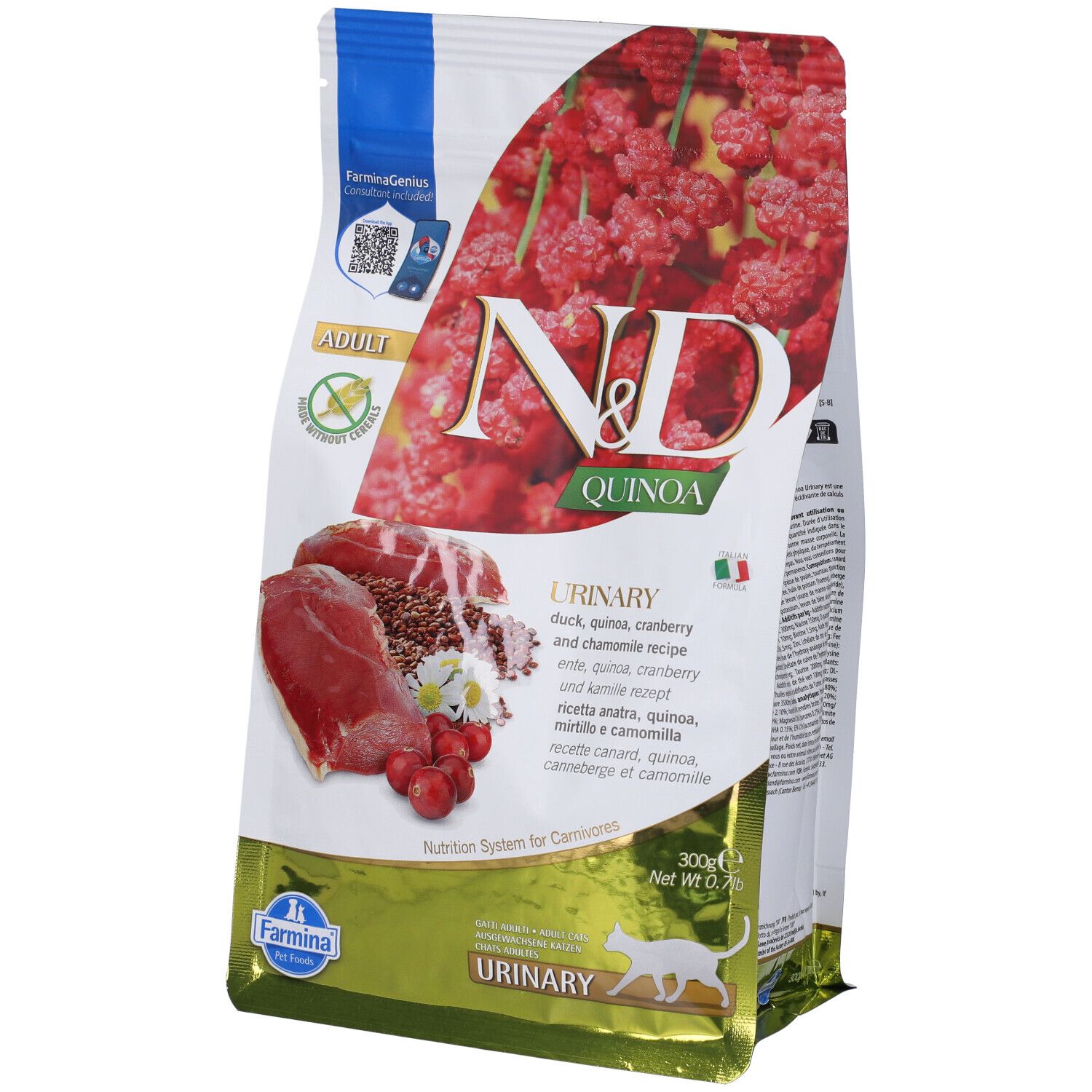 Farmina N&D Quinoa per Gatti Adulti con Anatra Mirtillo Rosso e Camomilla 300 g Mangime