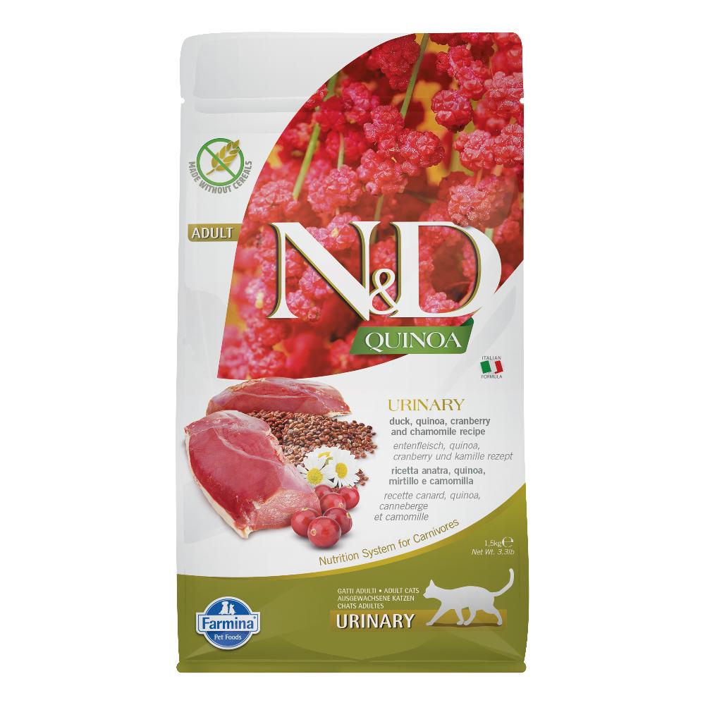 Farmina Gatto N&amp;D Quinoa Urinary Anatra, Quinoa, Mirtillo &amp; Camomilla 1,5 Kg