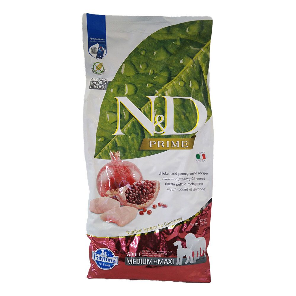 Farmina N&D Prime per Cani Adulti Taglia Media e Maxi con Pollo Melograno 12000 g Mangime