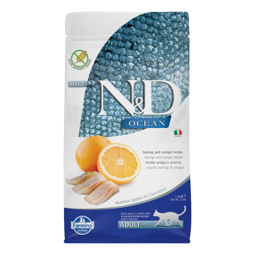 N&amp;d ocean cat herring &amp; orange adult 1,5 kg