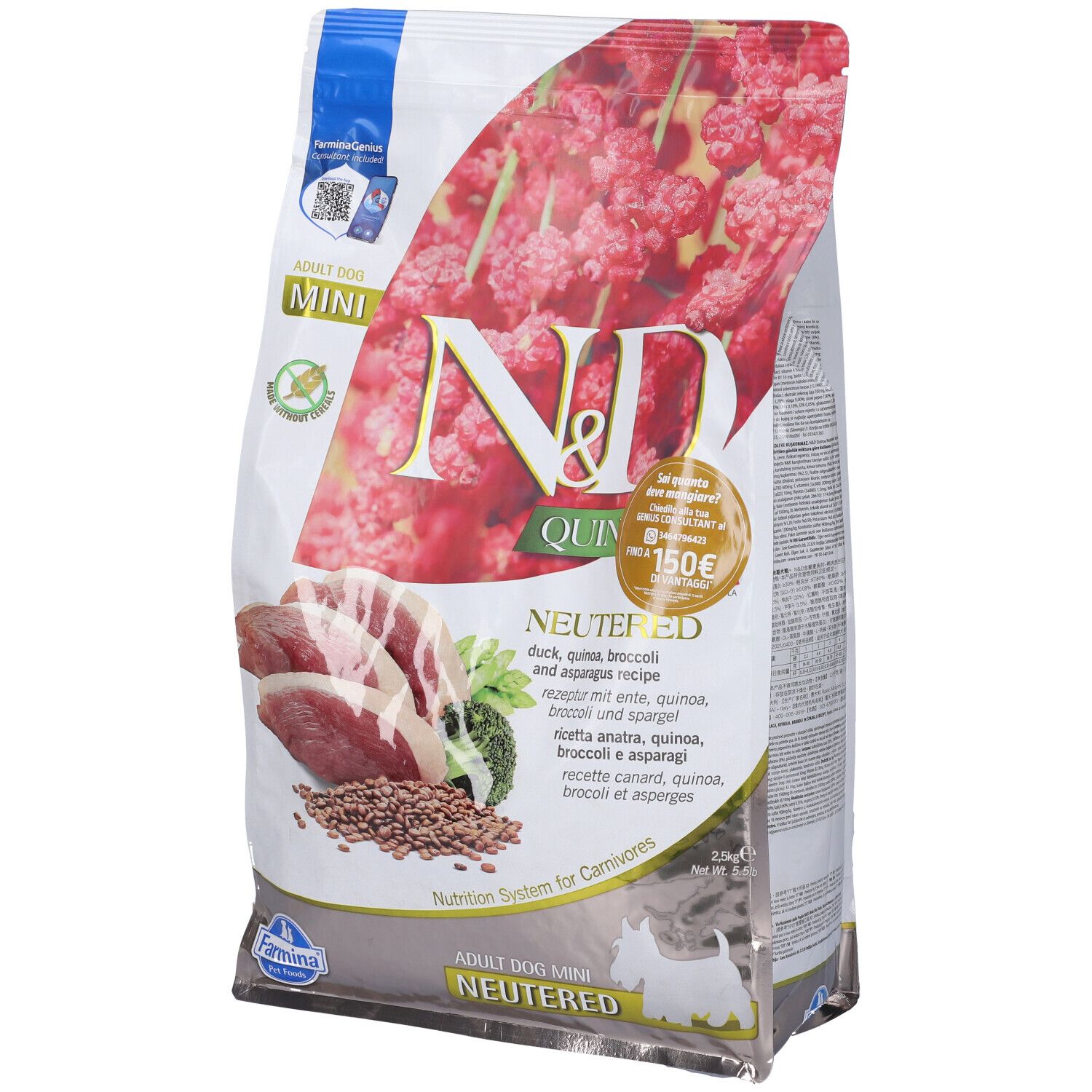 Farmina® N&D Quinoa Anatra Broccoli Neutered Adult Mini 2500 g Mangime