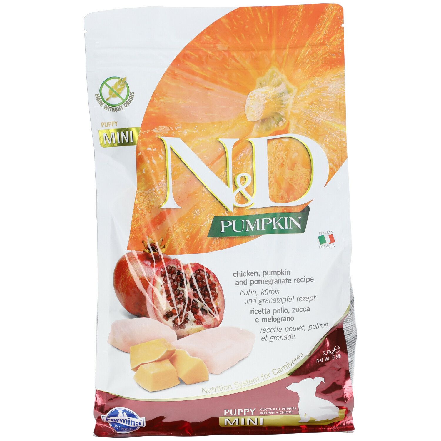 Farmina® N&D Pumpkin Chicken And Pomegranate Puppy Mini 2500 g Pellets — confronto prezzi