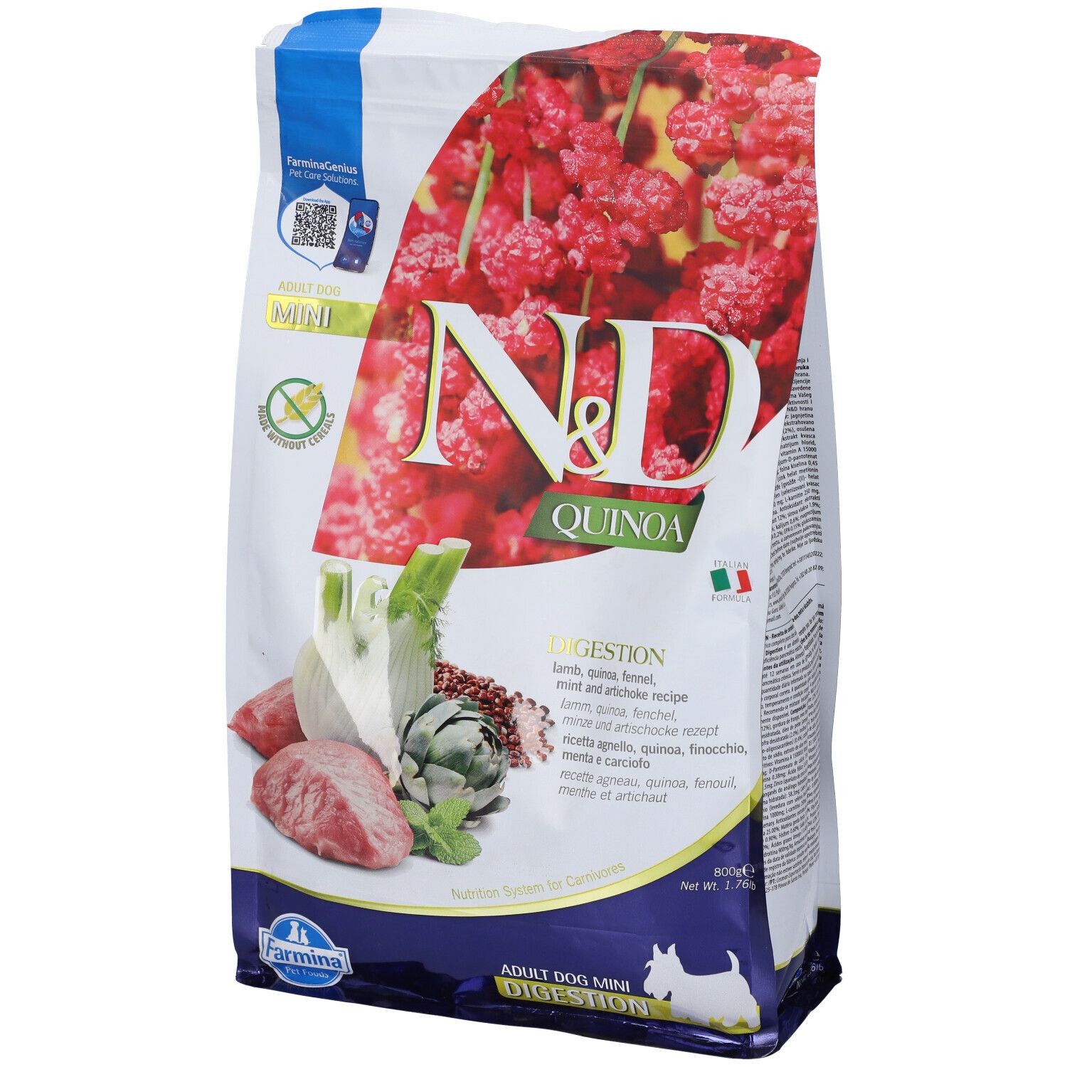 Farmina N&D Quinoa Digestion Crocchette per Cani Adulti 800 Gr g Mangime