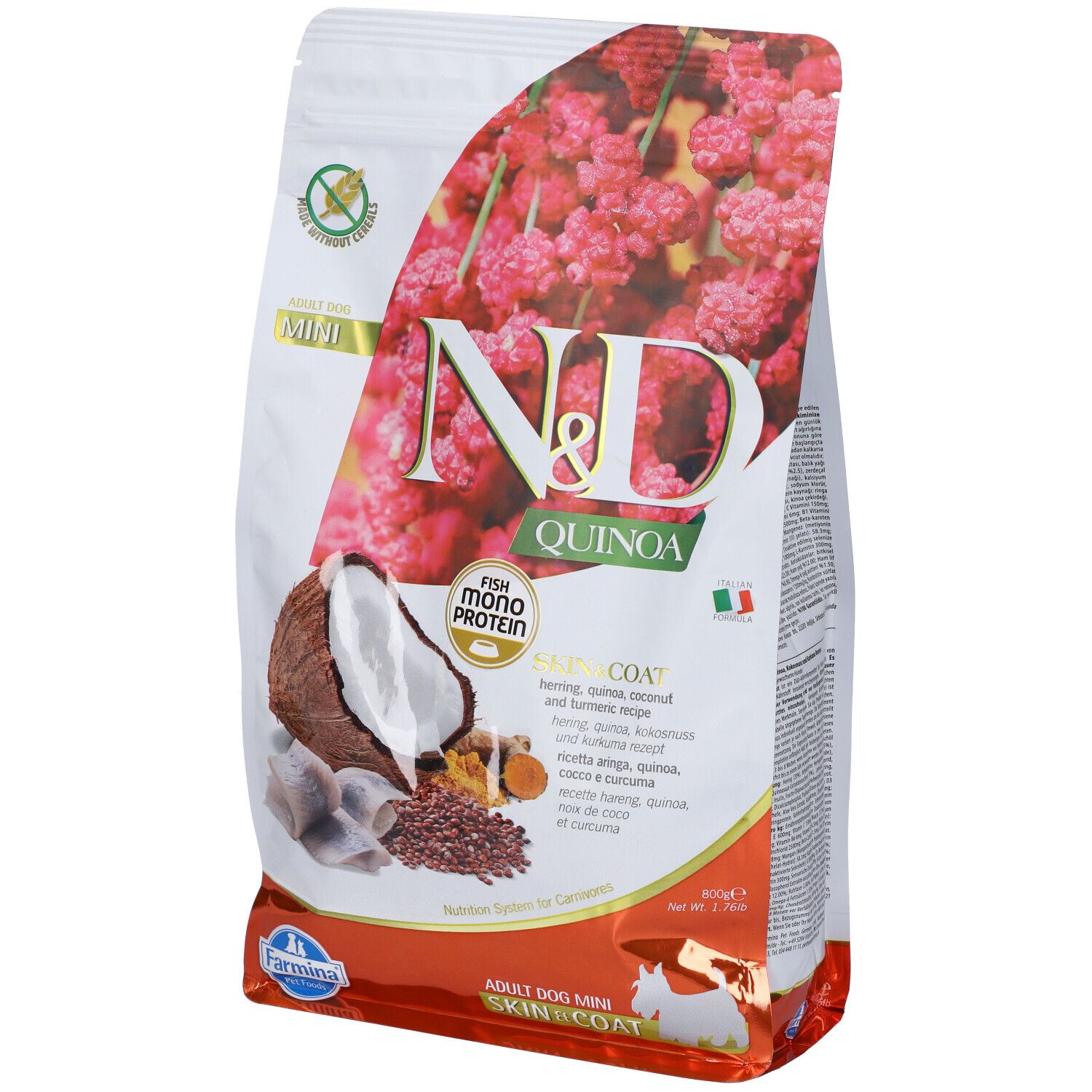 Farmina N&D Quinoa Skin & Coat Crocchette per Cani Adulti 800 Gr g Mangime