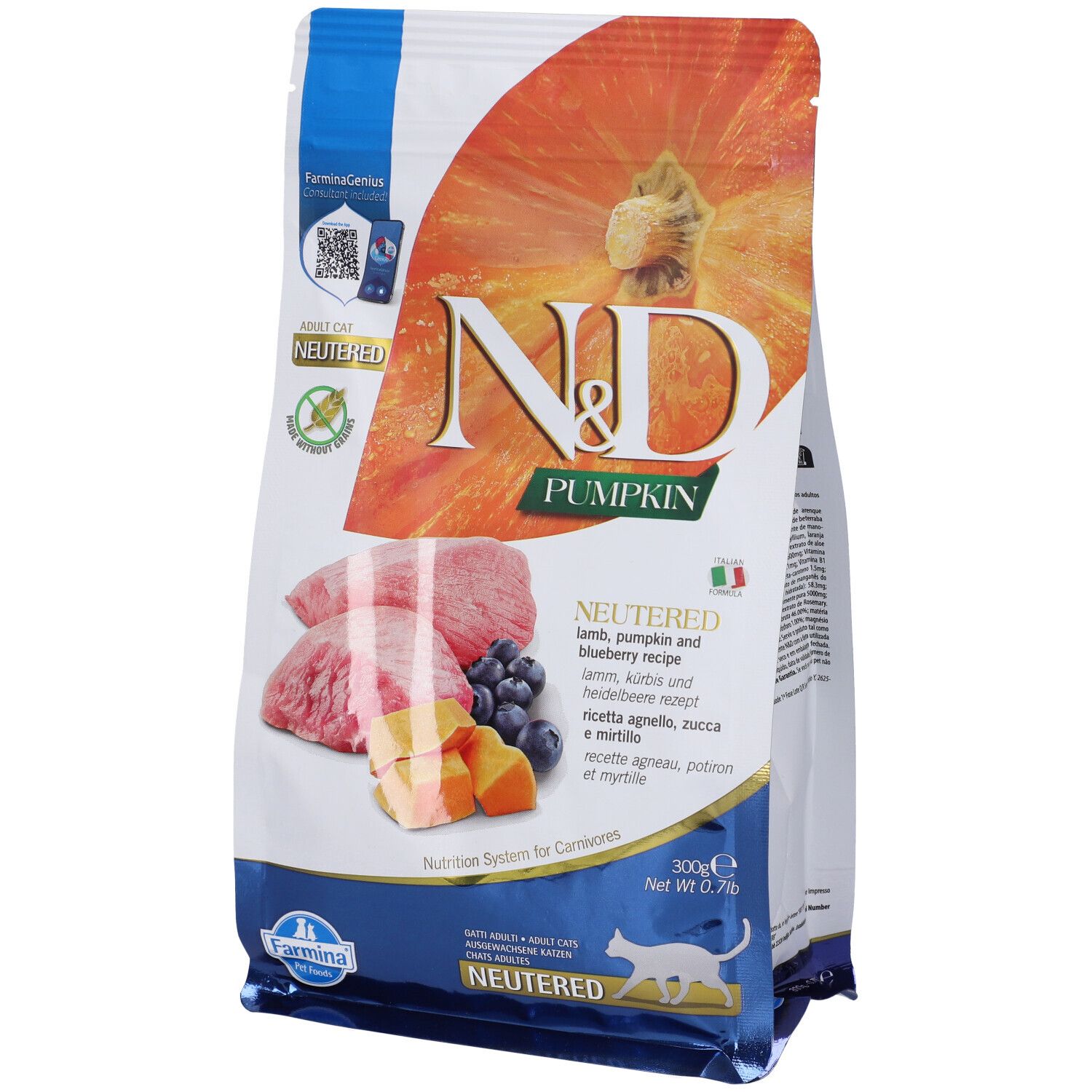 Farmina N&D Pumpkin Cat Agnello E Mirtillo Ad Neutered 300 g Mangime