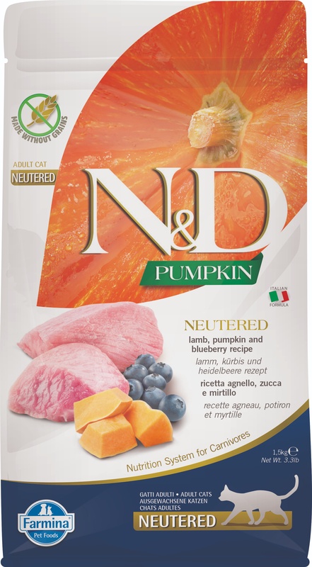 Farmina N&D Pumpkin Cat Agnello E Mirtillo Ad Neutered 1500 g Mangime