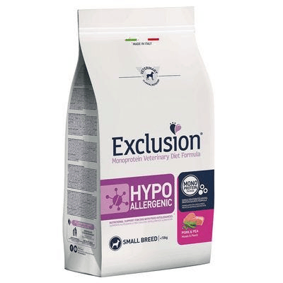 Exclusion Monoprotein Veterinary Diet Formula Hypoallergenic Crocchette Suino/Piselli Per Cani Taglia Piccola Sacco 2Kg