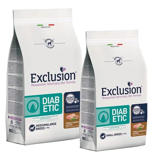 Exclusion Diabetic Adult Monoproteico Pork&Sorghum and Pea Taglia Small 2 kg — confronto prezzi